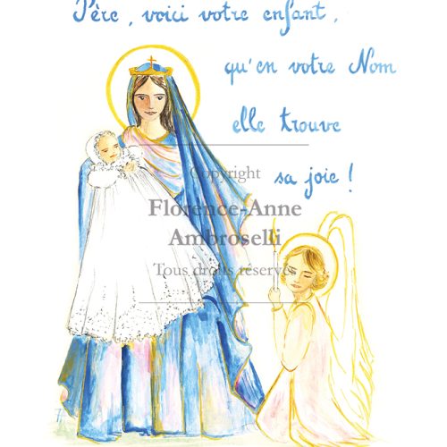 Image Baptême avec La Sainte Vierge Marie, petite fille